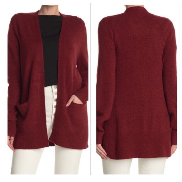 Madewell Red Merino Wool Alpaca Blend  Open Front With Pockets Cardigan Size XXS - Picture 2 of 8